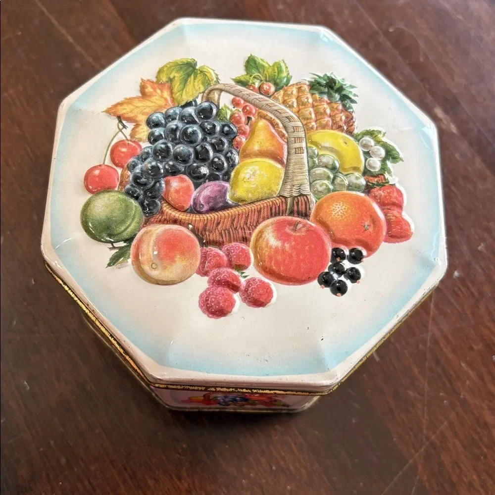 Set of 2 Vintage fruit tins